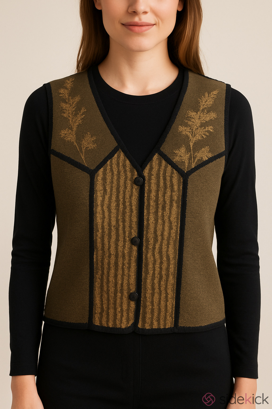 SIMON Chang wool blend patchwork sweater vest 8